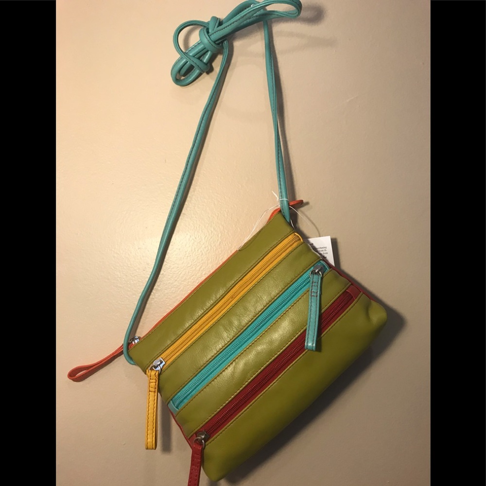 New genuine leather crossbody zipper bag